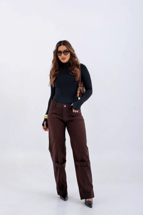 Calça Sarja com Tiras