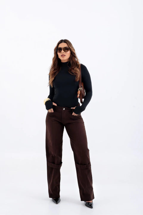 Calça Sarja com Tiras