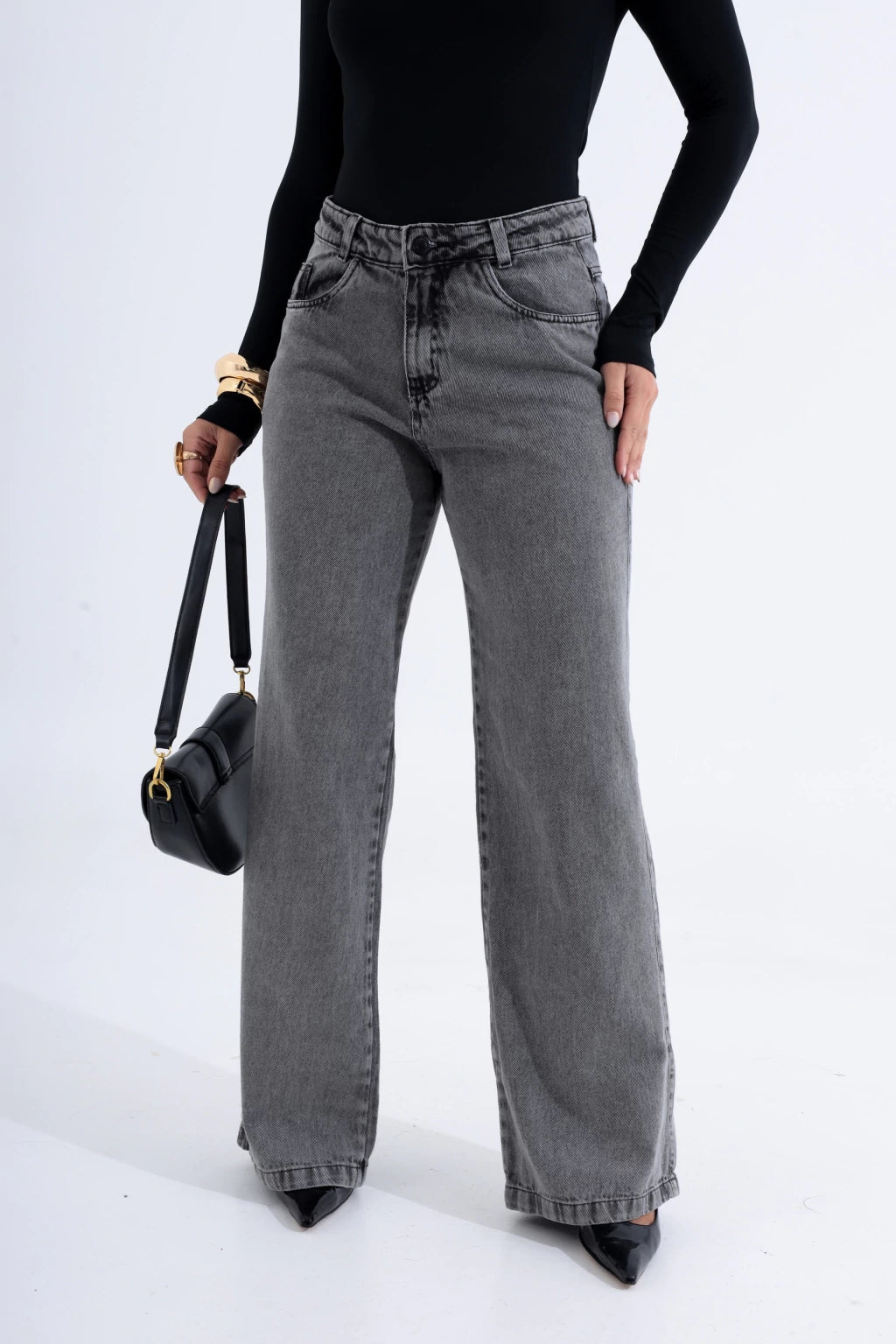 Calça Wide Leg Grafite